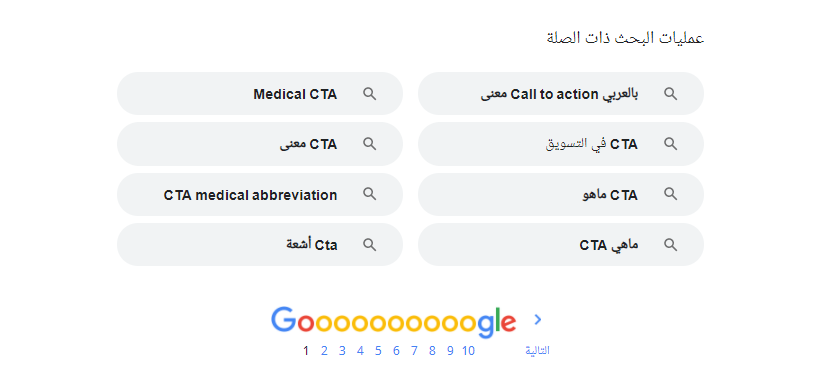 مثال على عمليات البحث ذات الصلة في جوجل