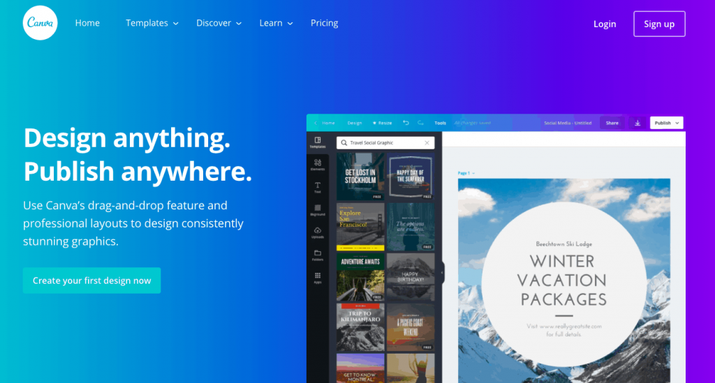 برنامج تصميم الصور - Canva